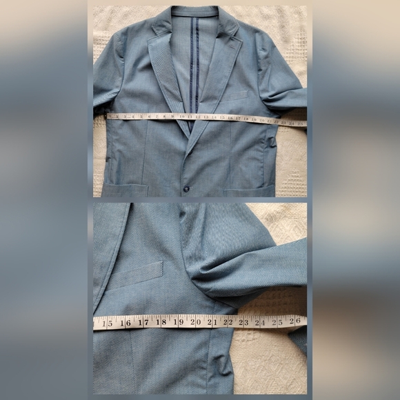 Black Brown 1826 Men's Classic Casual Everyday to Formal Button Up Blazer- Blue - Picture 9 of 10